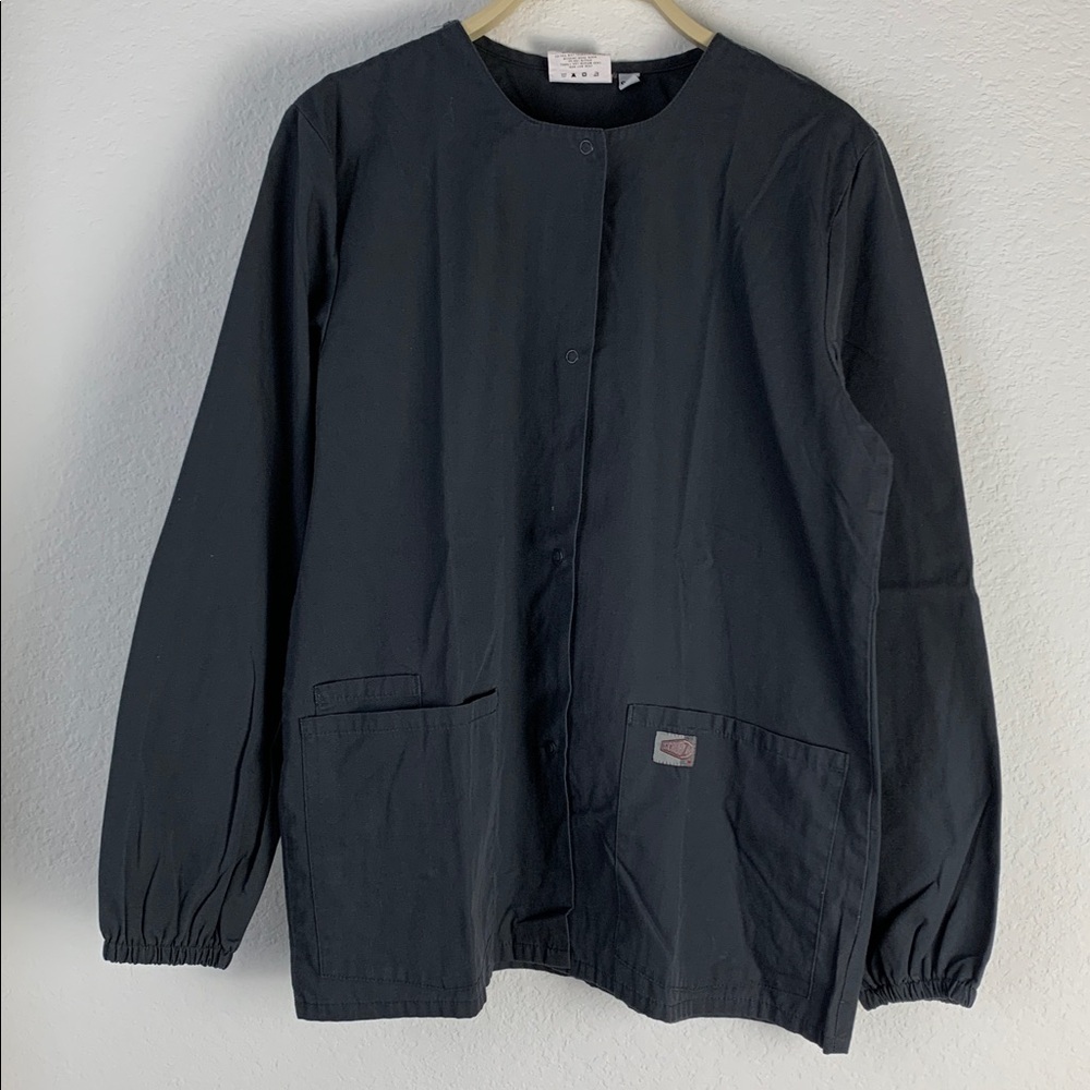 Classic Charcoal Women's Button Down Scrubs Jacket